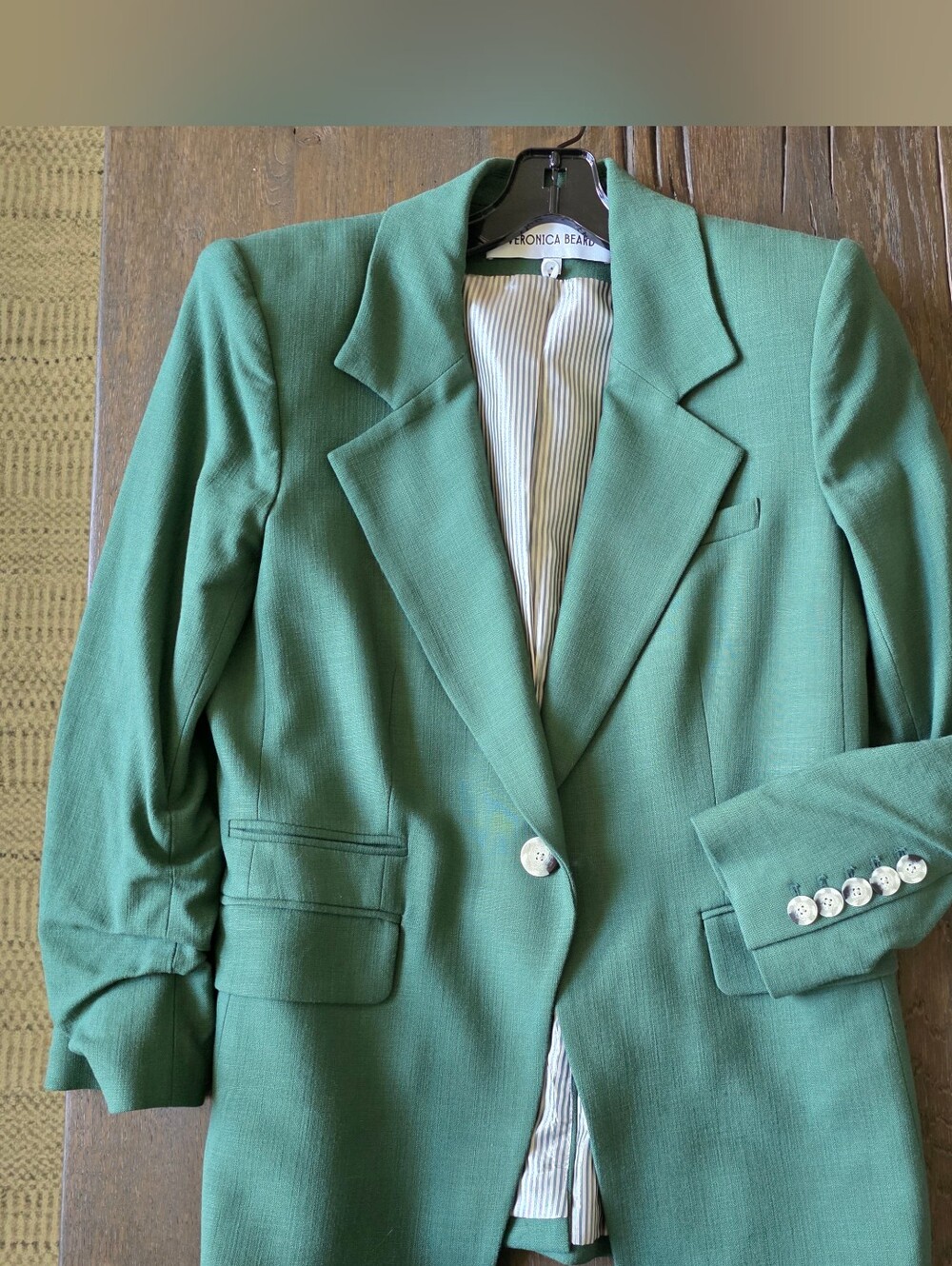 VERONICA BEARD Battista Dickey Jacket Forest Green Size 8 PRISTINE